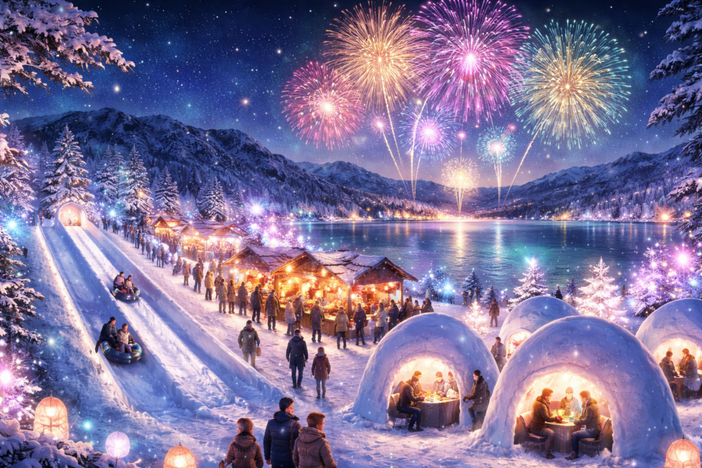 十和田湖冬物語のイラスト